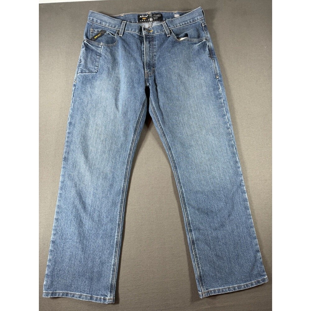 Ariat Rebar M4 Relaxed Boot Jeans Mens 34x30 Medium Wash Blue Denim Workwear